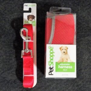 Pet Shoppe Red Adjustable Harness and Nylon Leash NIP XS/S